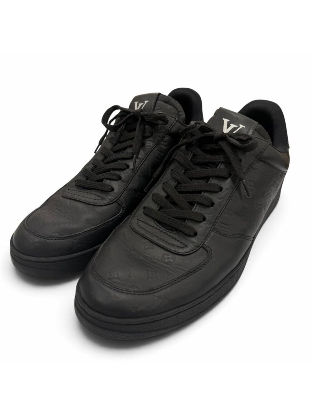 Louis Vuitton Rivoli Line Leather Monogram Lace-up Low Top Sneakers Black